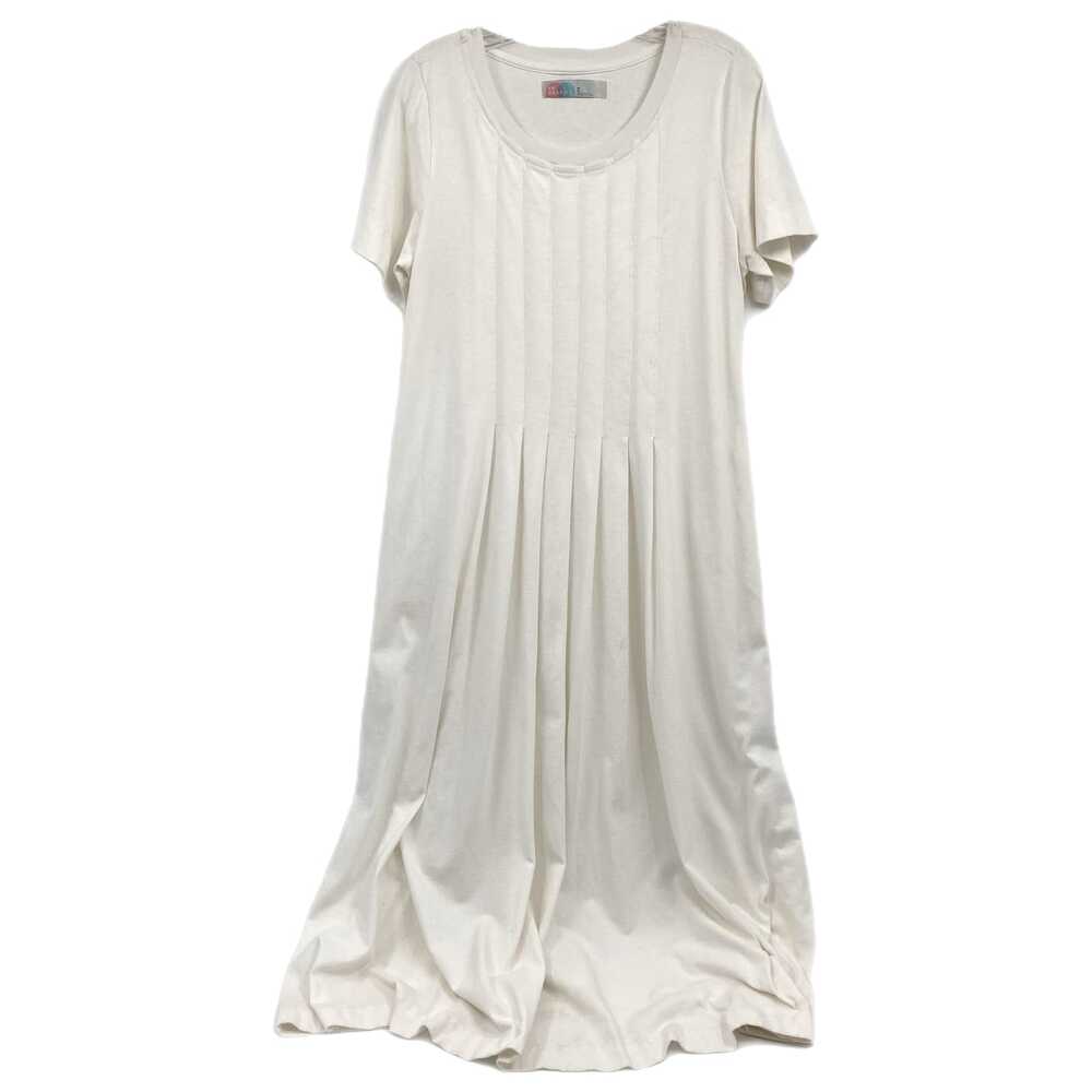 Free People White Pleated Front Midi Dress | Size M